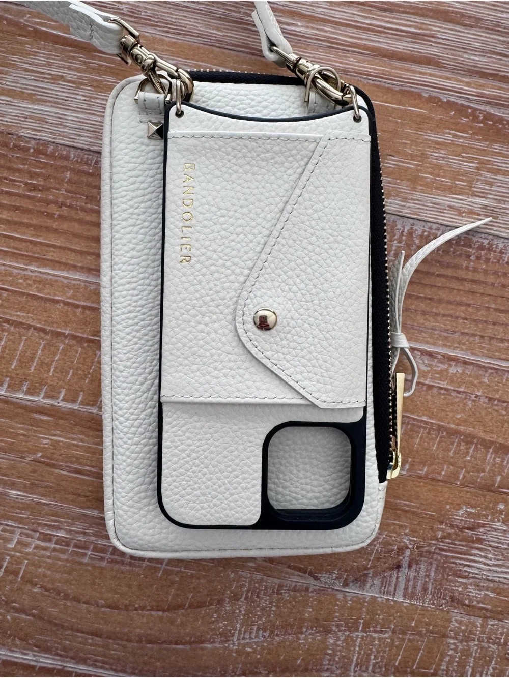 Bandolier iPhone 11 Pro Max Crossbody Wallet Case White Leather